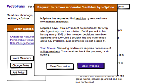 screenshot of Glizzan project: moderator accountability